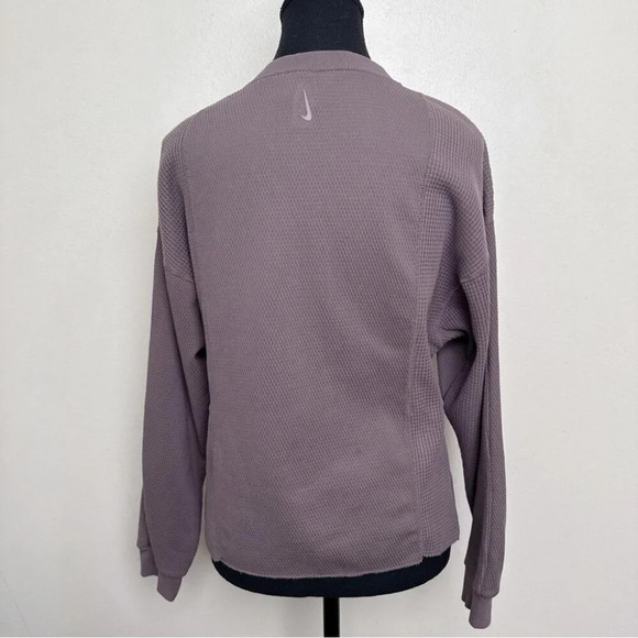 Nike Yoga Womens Xsmall Waffle  Knit Slit Neck Shirt - Picture 3 of 16